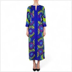 Krist Gudnason Vintage Vibrant Colorful Neon Print Maxi Dress 60's 70's S M ?